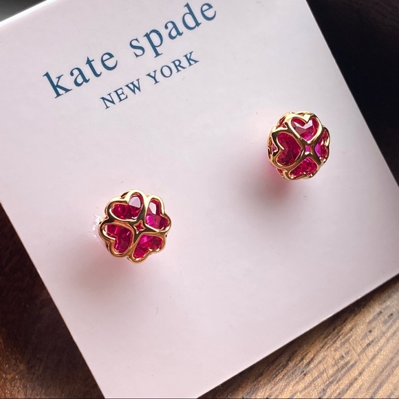NWT Kate Spade Sparkly Stud Cubic Zirconia Crystal Heart Earrings - Picture 3 of 7